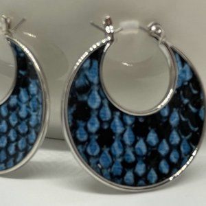 Blue & Silver Snake Pattern Earrings